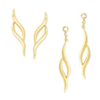 18k Gold Over Silver Double Swirls Ear Pin Earrings with Matching Interchangeable Enhancers