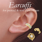 18k Gold Over Silver Cubic Zirconia Set of 3 Earcuff Earrings