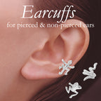 Sterling Silver Gecko-Frog-Snake Set of 3 Creature Earcuff Earrings
