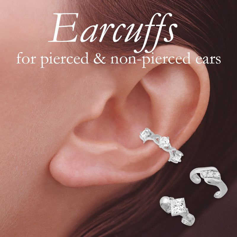 Sterling Silver Cubic Zirconias Set of 3 Earcuff Earrings 