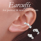 Sterling Silver Cubic Zirconias Set of 3 Earcuff Earrings 