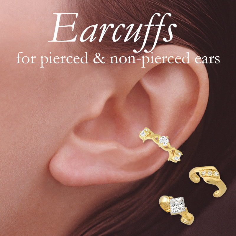 18k Gold Over Silver Cubic Zirconias Set of 3 Earcuff Earrings