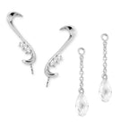 Silver Whisper CZ Ear Pin Earrings w Interchangeable CZ Enhancers