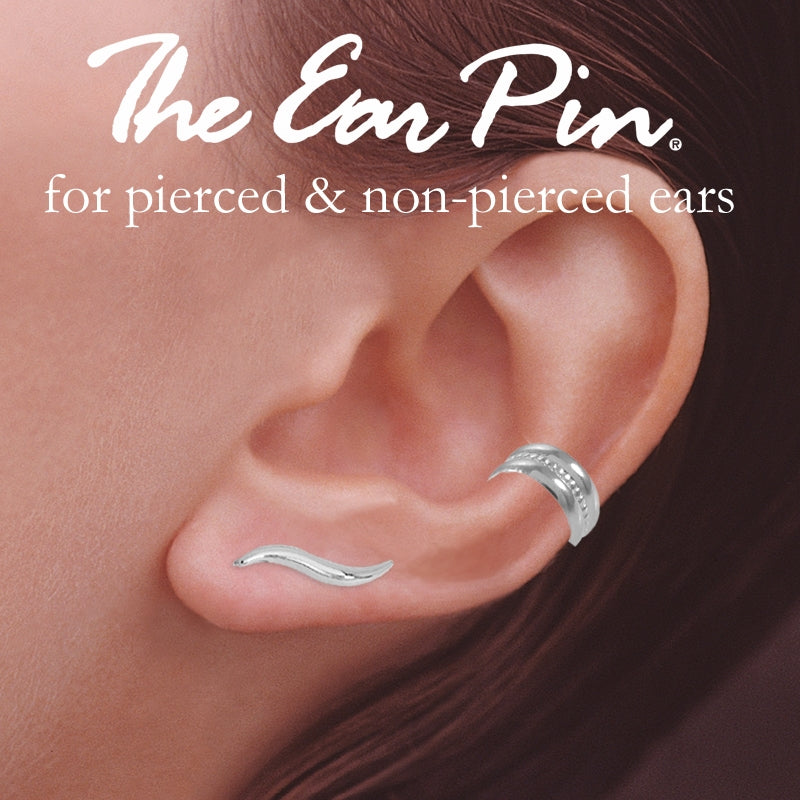 Ear Pin Ear Climber Earrings Classic Polished with Beaded Center Earcuff Earring