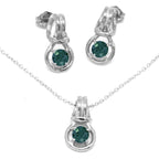 Love Knot Pendant Earring Set 1/3rd Carat Alexandrite June Birthstone 18k Gold Over Silver