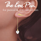 Ear Climber Angel Wings Ear Pin Earrings w Interchangeable Cubic Zirconia Heart Drop Earrings 18k Gold Over Silver