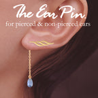 Gold Over Silver Triple Swirls Ear Pin Earrings w Interchangeable Tanzanite Enhancers