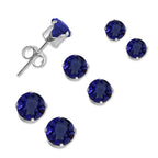 Triple Birthstone Gemstone Stud Earring Silver Set