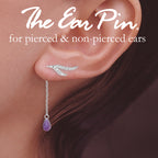 CZ Branches Silver Ear Pin Earrings with Amethyst Enhancers Earrings