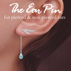 CZ Branches Silver Ear Pin Earrings with Blue Topaz Enhancers Earrings