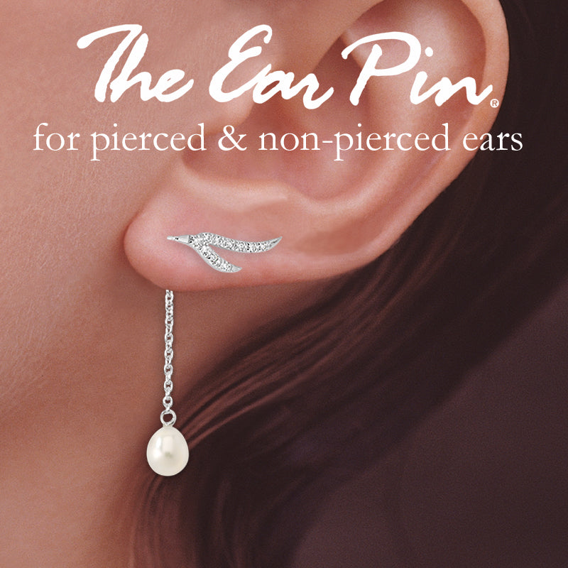 CZ Branches Silver Ear Pin Earrings with Pearl Enhancers Earrings