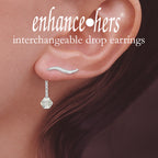 Silver Ear Pin Earring with Birthstone Dangle