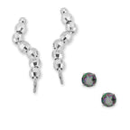 Silver Faceted Beads Ear Pin Earrings with Silver Mystic Topaz Stud Earrings