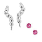 Silver Faceted Beads Ear Pin Earrings with Silver Tickled Pink Stud Earrings