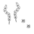 Silver Faceted Beads Ear Pin Earrings with Silver Cubic Zirconia Stud Earrings