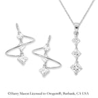 Silver Princess Cut Cubic Zirconia Earspirals Earrings with Matching CZ Pendant