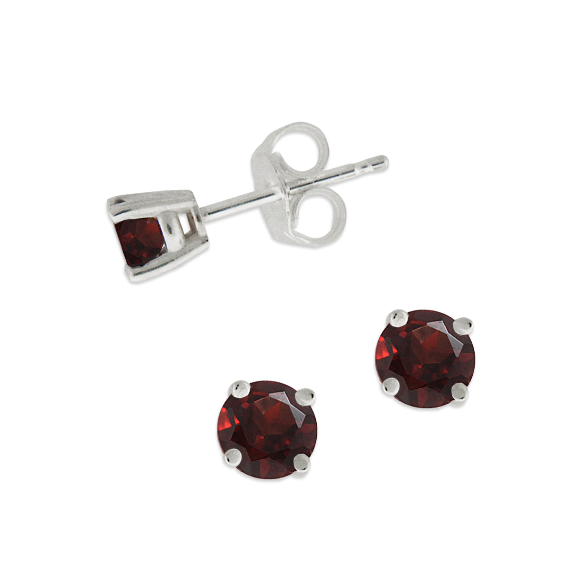 Garnet Pendant and Earring Set Sterling Silver