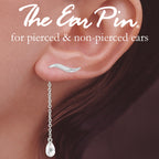 Ear Climber Classic Short Ear Pin Earrings w Interchangeable Cubic Zirconia Enhancer Drop Earrings Sterling Silver