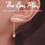 Ear Climber Classic Short Ear Pin Earrings w Interchangeable Pink Cubic Enhancer Drop Earrings 18k Gold Over Silver