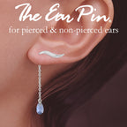 Ear Climber Classic Short Ear Pin Earrings w Interchangeable Cubic Tanzanite Enhancer Drop Earrings Sterling Silver