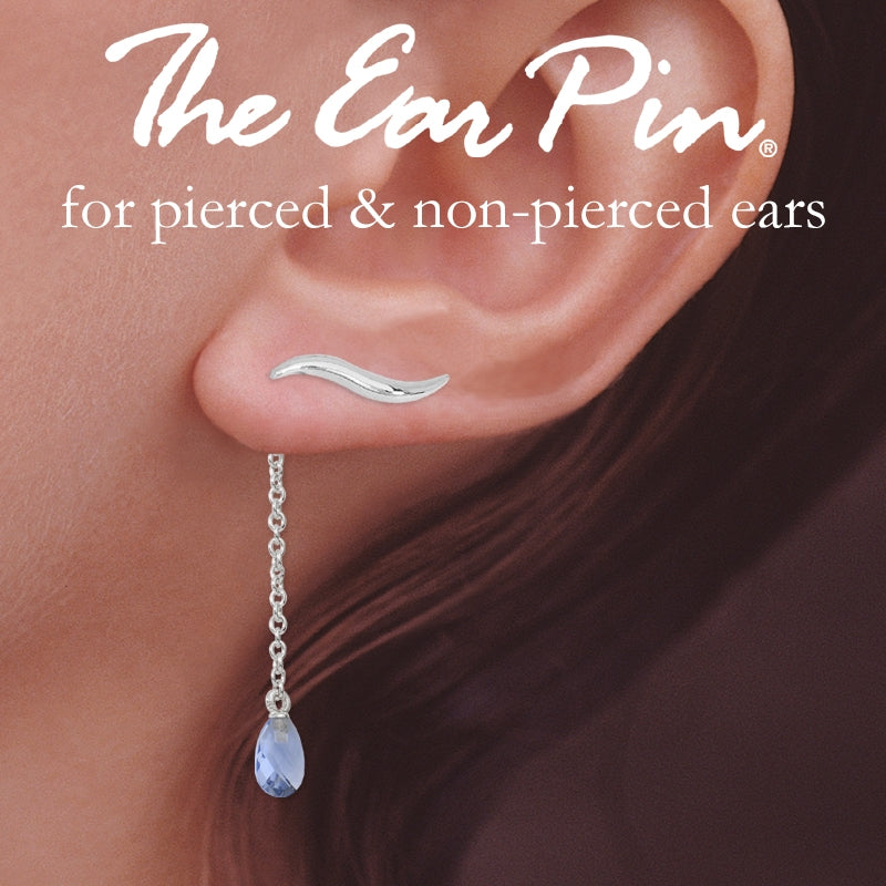 Ear Climber Classic Short Ear Pin Earrings w Interchangeable Cubic Tanzanite Enhancer Drop Earrings Sterling Silver
