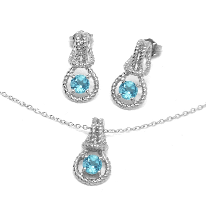 Love Knot Set December Birthstone Blue Zircon