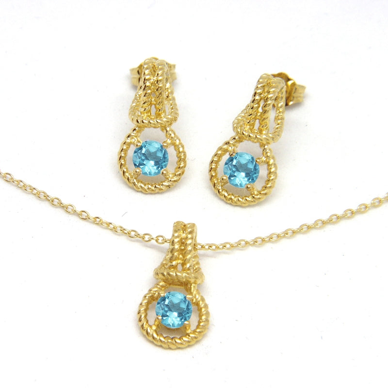 Love Knot Set December Birthstone Blue Zircon