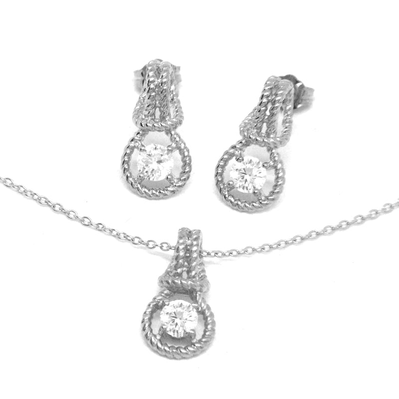 Love Knot Set April Birthstone Cubic Zirconia 