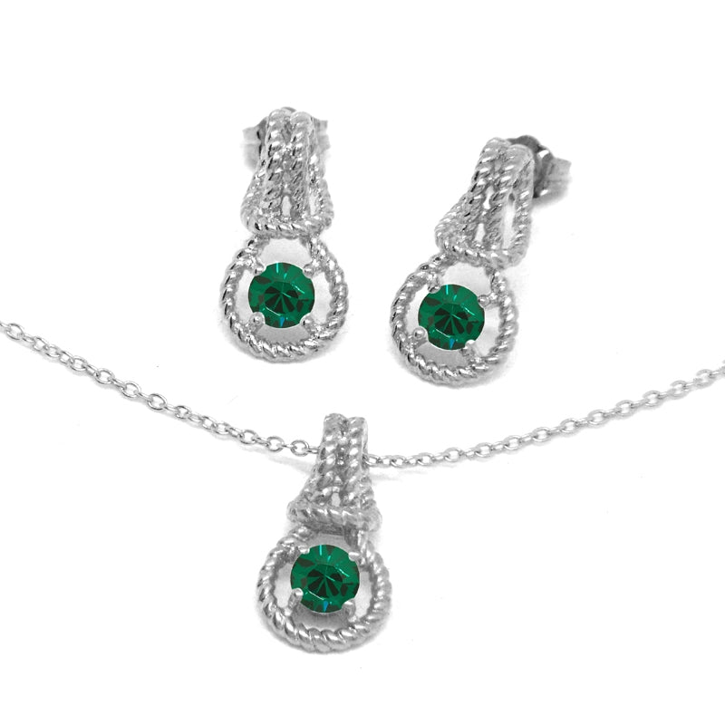 Love Knot Set May Birthstone Emerald