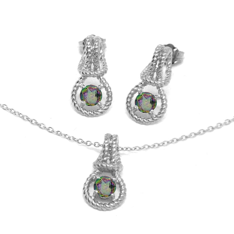 Love Knot Set June Birthstone Mystic Topaz