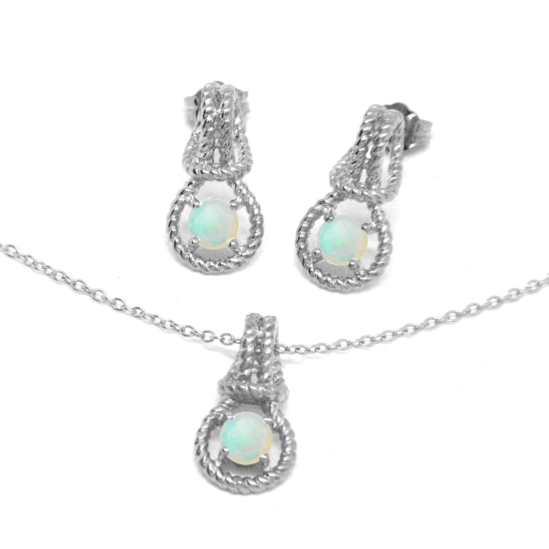 Love Knot Set October Birthstone Opal