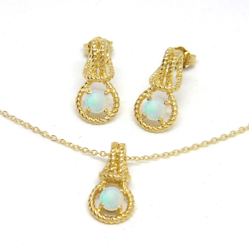 Love Knot Set October Birthstone Opal