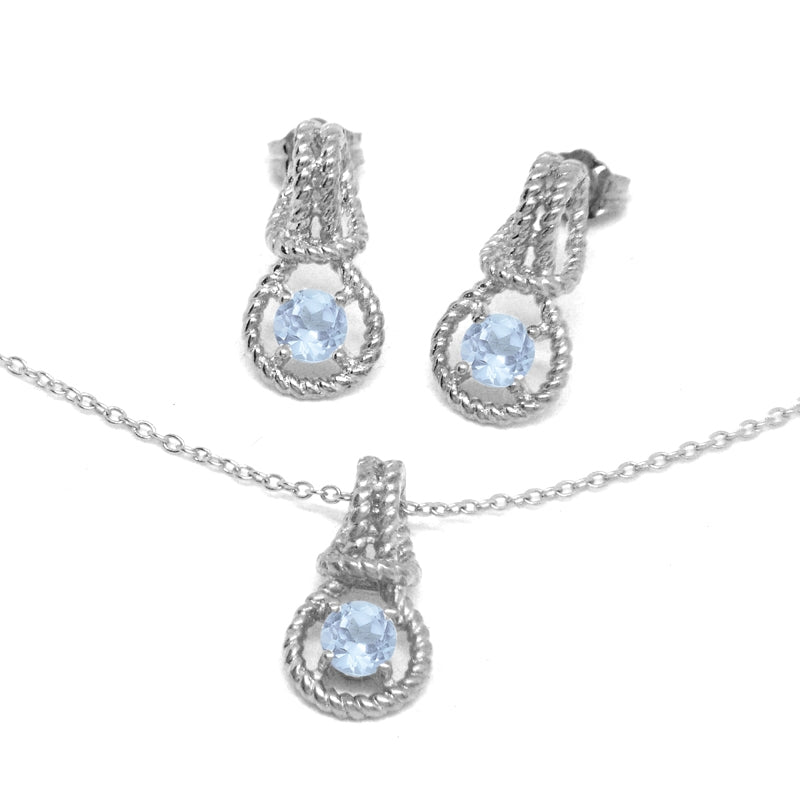 Love Knot Set March Birthstone Aquamarine