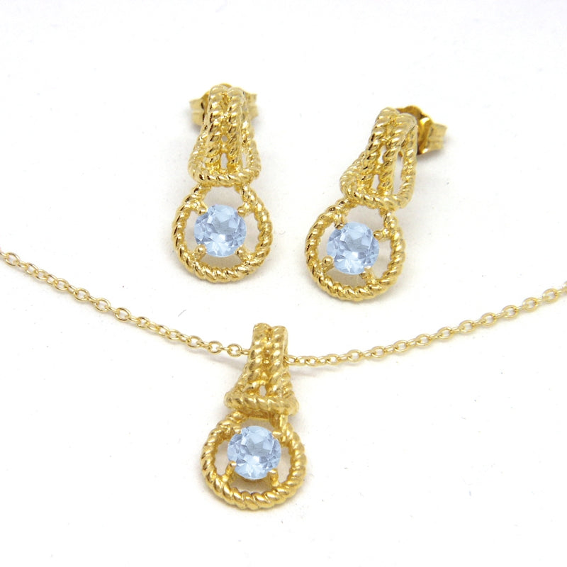 Love Knot Set March Birthstone Aquamarine