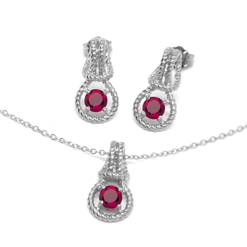 Love Knot Set July Birthstone Ruby