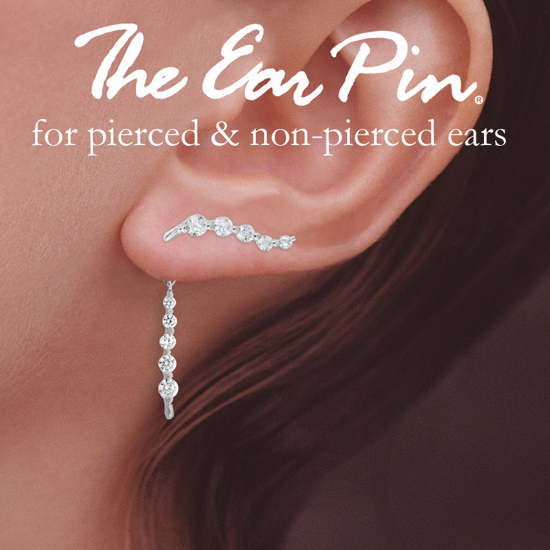 Silver Journey CZ Ear Pin Earring with Matching Interchangeable Dangle
