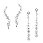 Sterling Silver Journey CZ Ear Pin Earring with Matching Interchangeable Dangle