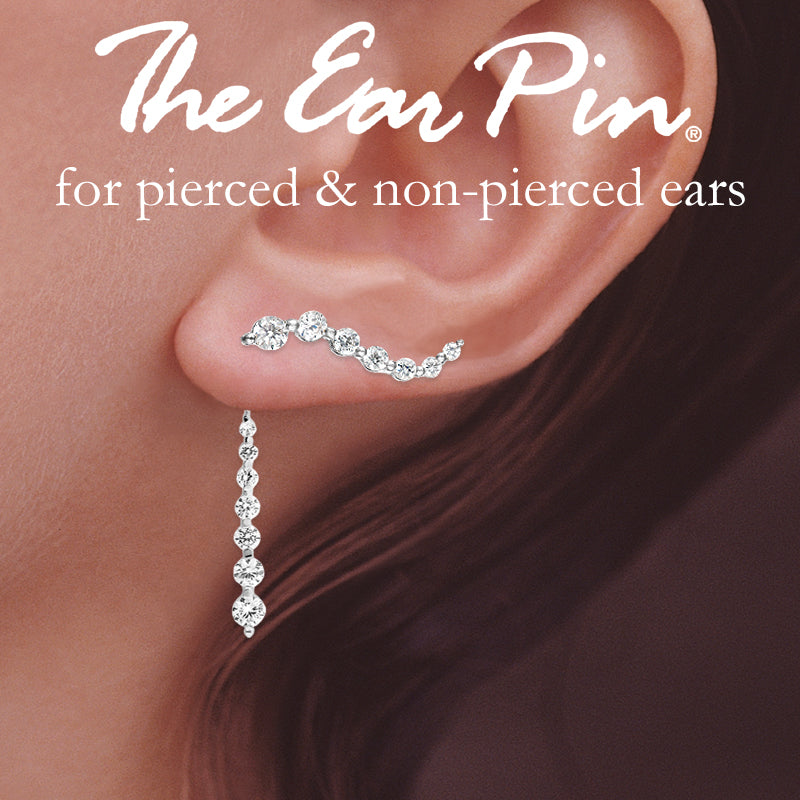 Sterling Silver Journey CZ Ear Pin Earring with Matching Interchangeable Dangle