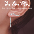 Sterling Silver Journey CZ Ear Pin Earring with Matching Interchangeable Dangle