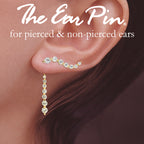 Gold over Silver Journey CZ Ear Pin Earring with Matching Interchangeable Dangle