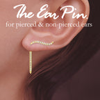 Gold CZ Ear Pin Earrings with CZ Enhancer Dangle