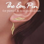 18k Gold Over Silver CZ Ear Pin Earrings with CZ Enhancer Dangle 