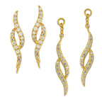 18k Gold Over Silver CZ Ear Pin Earrings with CZ Enhancer Dangle 