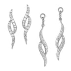 Silver CZ Ear Pin Earrings with CZ Enhancer Dangle 