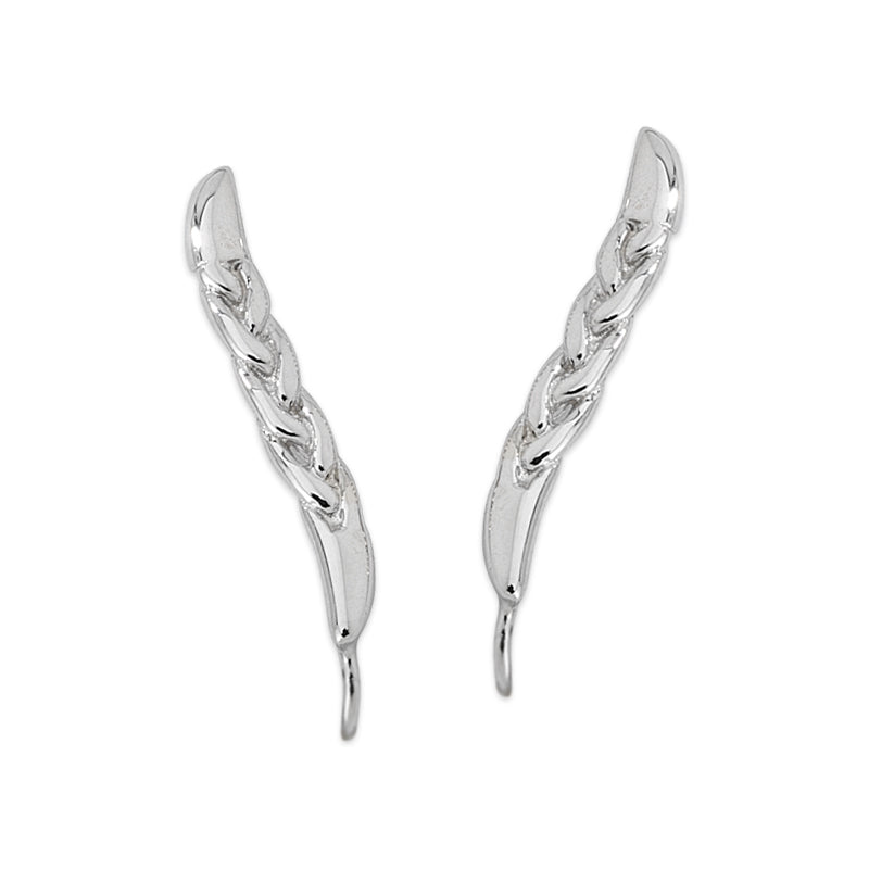 14k White Gold Braided Motif Ear Pin Earrings