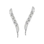 14k White Gold Braided Motif Ear Pin Earrings