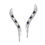 14k White Gold Sapphire & Cubic Zirconia Ear Pin Earrings