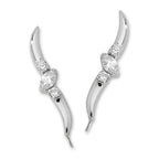 14k White Gold Cubic Zirconia Marquise & Rounds Ear Pin Earrings