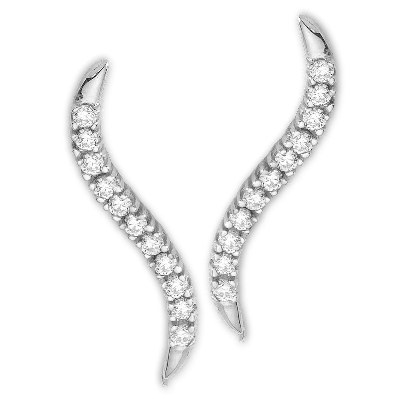 14k White Gold 3/4ct. twt. Classic Diamond Ear Pin Earrings - Large Version
