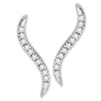 14k White Gold Classic Cubic Zirconia Ear Pin Earrings -  Large Version